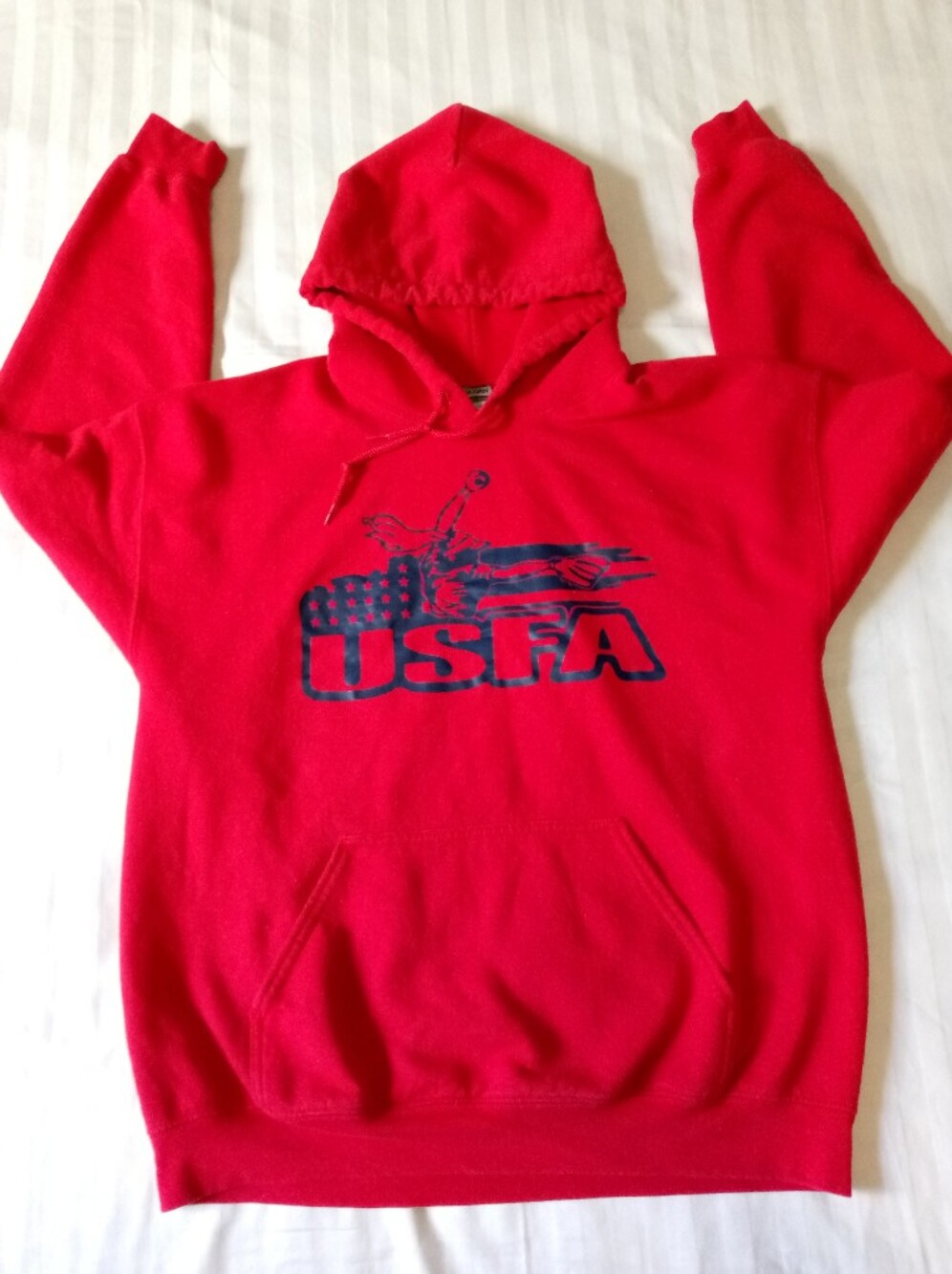Gildan Red Hooded Sweatshirt with Navy USFA Graphic